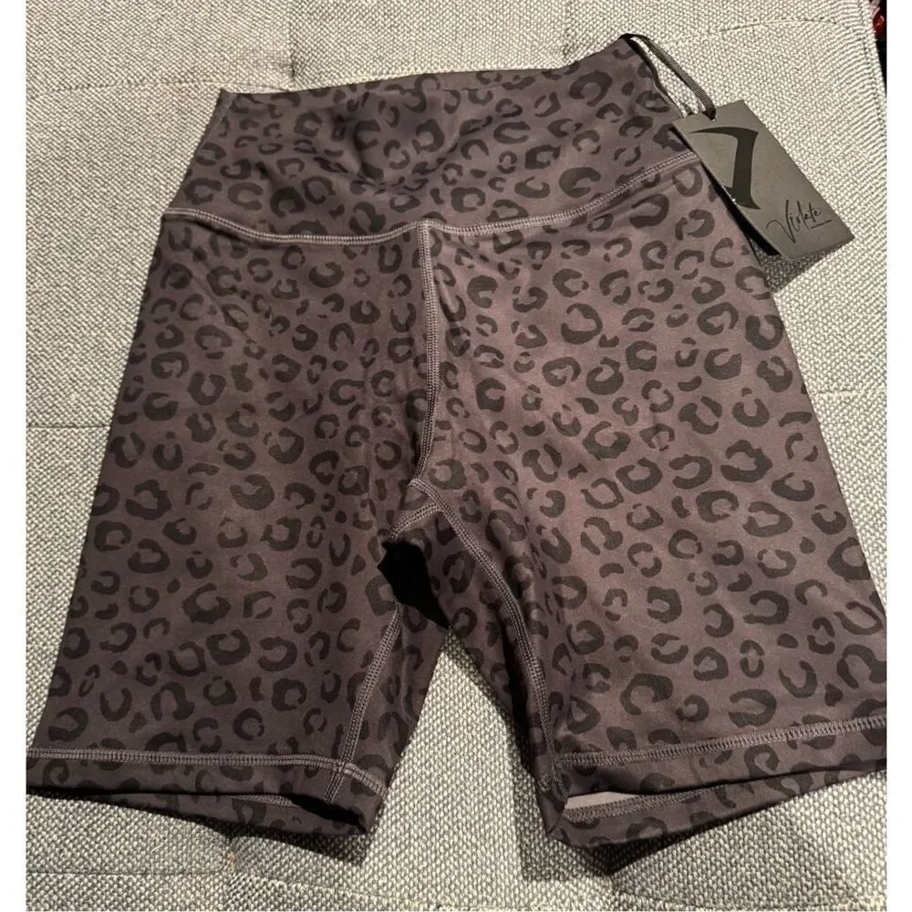 NWT Violate the Dress Code black gray leopard shorts size small